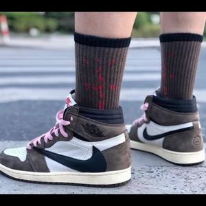 Travis Scott Jordan 1 custom socks (brown) Cactus